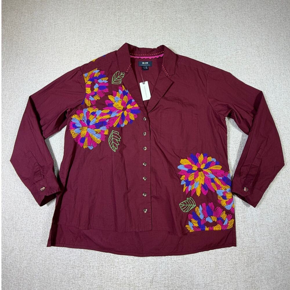 Maeve NWT Women 6 Cropped Floral Embroidered Long Sleeve Boho Artsy Shirt